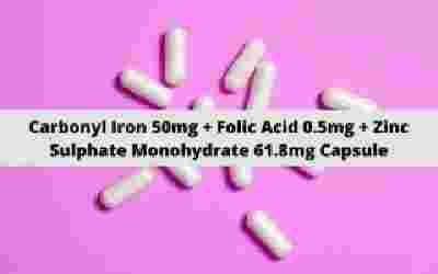 Carbonyl Iron 50mg + Folic Acid 0.5mg + Zinc Sulphate Monohydrate 61.8mg Capsule