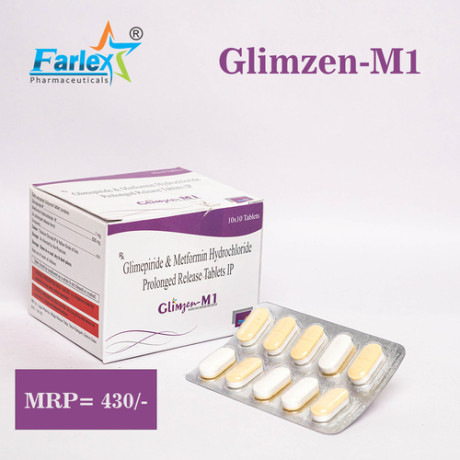 Glimepiride 1mg + Metformin Hydrochloride 500mg Bilayered Tablet Manufacturer & Supplier & Exporter 1