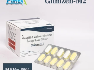 Glimepiride 2mg + Metformin Hydrochloride 500mg Bilayered Tablet Manufacturer & Supplier & Exporter