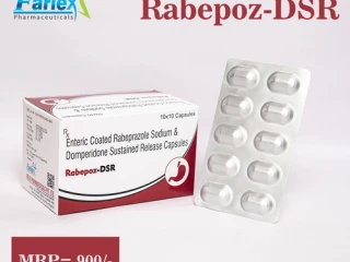 Rabeprazole Sodium IP 20 mg + Domperidone IP 30mg Capsule Manufacturer & Supplier & Exporter