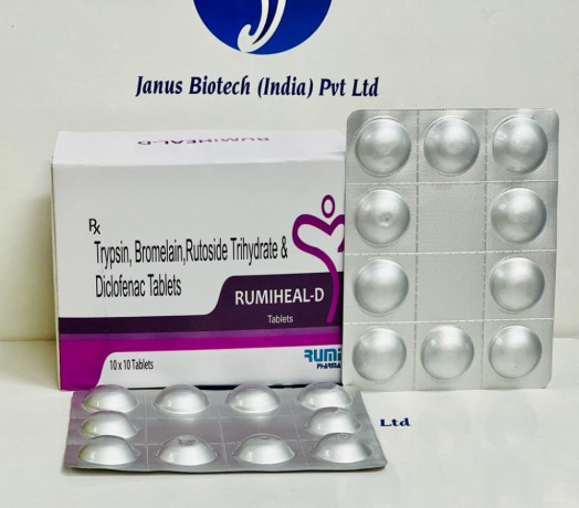 PCD Pharma Franchise Company & 3rd Party Manufacturers for Trypsin Bromelain Rutoside Trihydrate Diclofenac Tablets 1