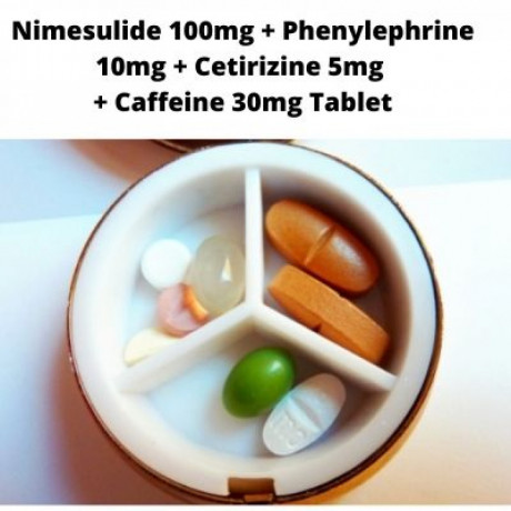 Nimesulide 100mg Phenylephrine 10mg Cetirizine 5mg Caffeine 30mg Tablet Range Distributors 1