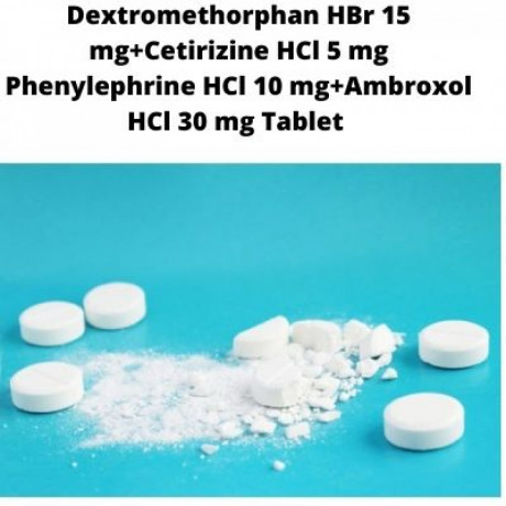 Dextromethorphan HBr 15 mg+Cetirizine HCl 5 mg Phenylephrine HCl 10 mg+Ambroxol HCl 30 mg Tablet Distributors 1